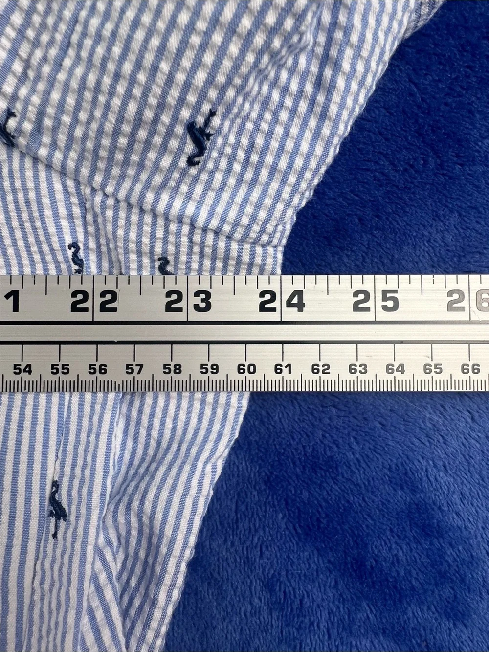 Tailorbyrd Mens Blazer 48R Seersucker Cotton Blue White Embroidered Flamingo